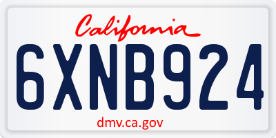 CA license plate 6XNB924