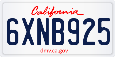 CA license plate 6XNB925