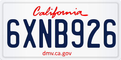 CA license plate 6XNB926