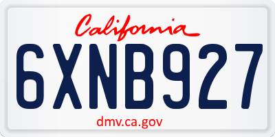 CA license plate 6XNB927