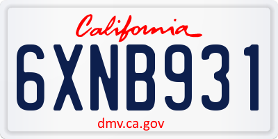 CA license plate 6XNB931