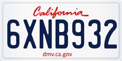 CA license plate 6XNB932