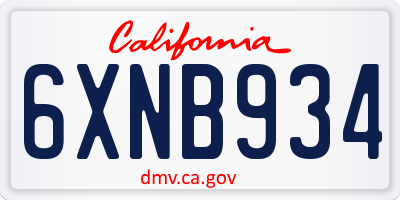 CA license plate 6XNB934