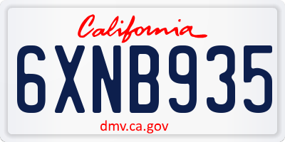 CA license plate 6XNB935