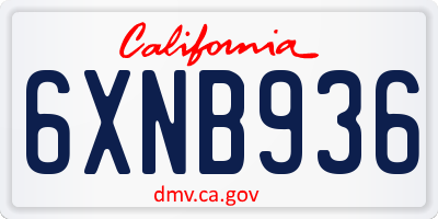 CA license plate 6XNB936
