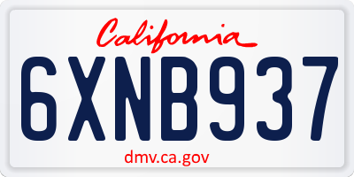 CA license plate 6XNB937