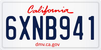 CA license plate 6XNB941