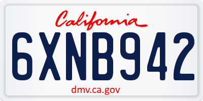 CA license plate 6XNB942