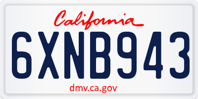 CA license plate 6XNB943
