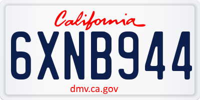 CA license plate 6XNB944