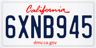 CA license plate 6XNB945