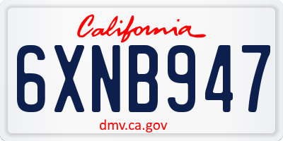 CA license plate 6XNB947