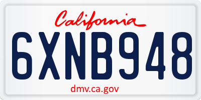 CA license plate 6XNB948