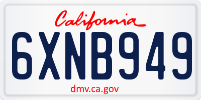 CA license plate 6XNB949
