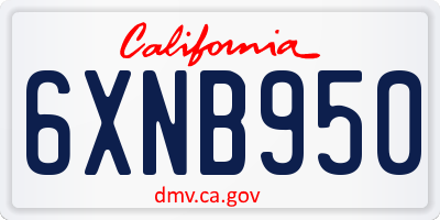 CA license plate 6XNB950
