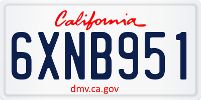 CA license plate 6XNB951