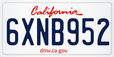 CA license plate 6XNB952