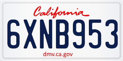 CA license plate 6XNB953