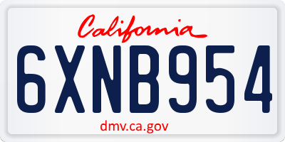 CA license plate 6XNB954