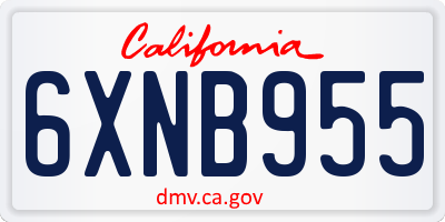 CA license plate 6XNB955