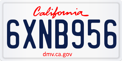CA license plate 6XNB956