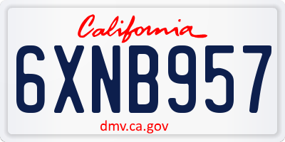 CA license plate 6XNB957