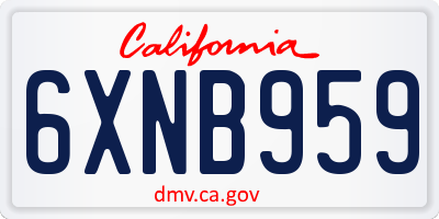 CA license plate 6XNB959