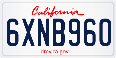 CA license plate 6XNB960