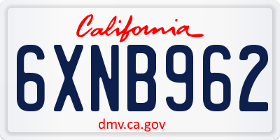CA license plate 6XNB962