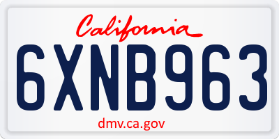 CA license plate 6XNB963