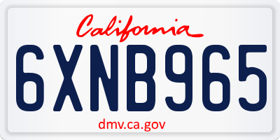 CA license plate 6XNB965