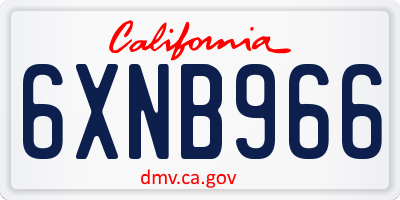 CA license plate 6XNB966