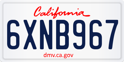 CA license plate 6XNB967