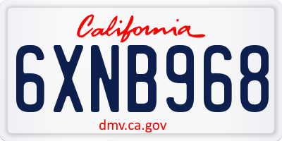 CA license plate 6XNB968
