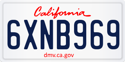 CA license plate 6XNB969