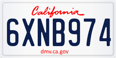 CA license plate 6XNB974
