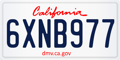 CA license plate 6XNB977