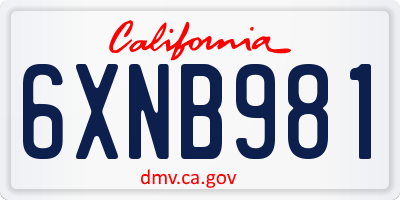 CA license plate 6XNB981