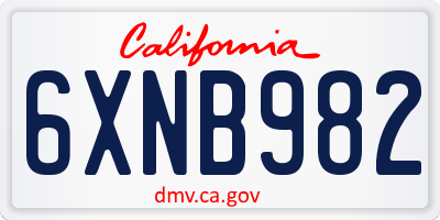 CA license plate 6XNB982