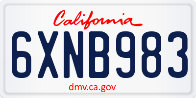 CA license plate 6XNB983