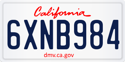 CA license plate 6XNB984