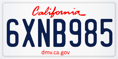 CA license plate 6XNB985