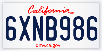 CA license plate 6XNB986