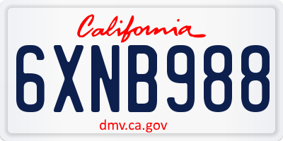 CA license plate 6XNB988