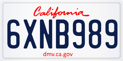CA license plate 6XNB989