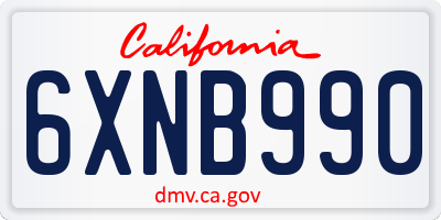 CA license plate 6XNB990