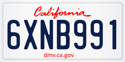 CA license plate 6XNB991