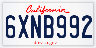CA license plate 6XNB992