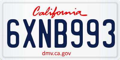 CA license plate 6XNB993