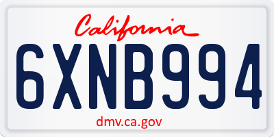 CA license plate 6XNB994